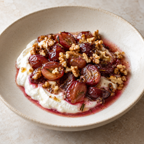 Roasted Grape Yogurt, Rosemary Jus and Walnut - Fresh Start 30: A Journey To Better Health Roasted Grape Yogurt, Rosemary Jus and Walnut